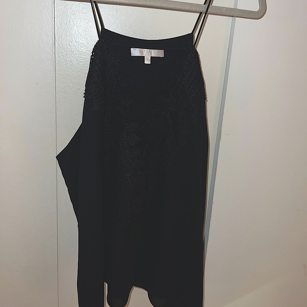 Gently used black chiffon and lace WAYF tank. Beautiful for a night out!SizeXXL-